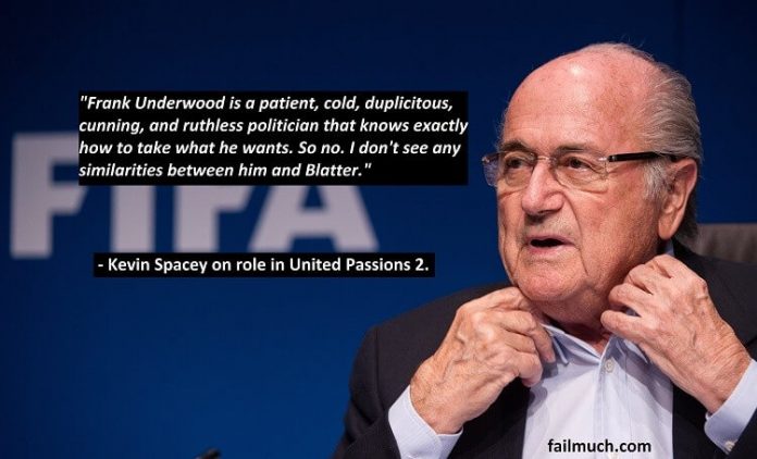 Kevin Spacey on paying Blatter in United Passions sequel