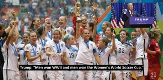 Donald Trump on U.S. Women’s National Team: “It’s great revenge for Pearl harbour but those women should really thank the men.” Donald Trump on U.S. Women’s National Team: “It’s great revenge for Pearl harbour but those women should really thank the men.”