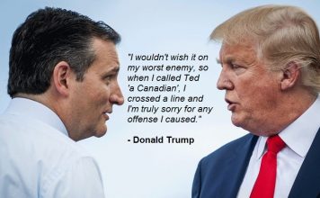 Donald Trump Finally Apologizes To Ted Cruz For Calling Him “A Canadian” Trump apologizes to Ted Cruz for calling him Canadian It was disrespectful