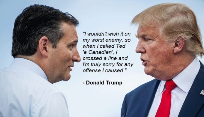 Trump apologizes to Ted Cruz for calling him Canadian It was disrespectful