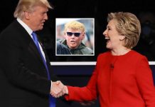 Hillary Clinton Attends Halloween Party In ‘Sexy Donald Trump’ Costume Hillary Clinton arrives at Democrat party in Trump mask. | Hillary Clinton Trump costume