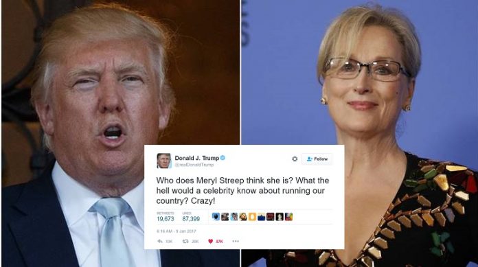 Trump Warns Meryl Streep That Celebrities Have 'No Place In Politics'