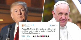 Pope Suggests Trump Gives Up Presidency For Lent Pope tweets Trump to give up presidency for Lent