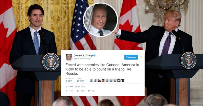Trump 'Thankful' For Russia's Support In Inevitable War With Canada | Trump Russia Canada
