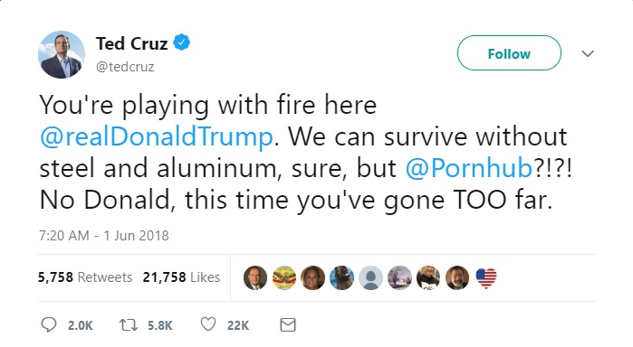 Ted Cruz pornhub tweet