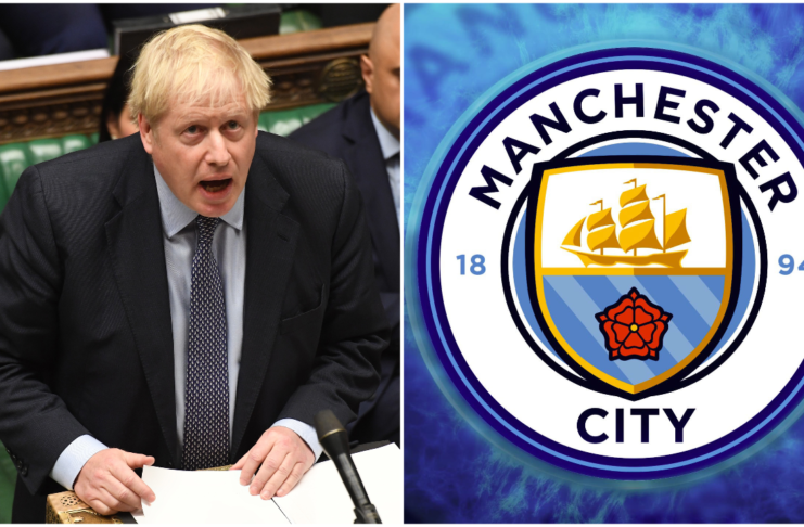 Image of Boris Johnson and Man City crest